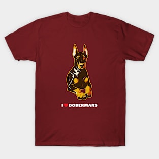 I Love Dobermans Dog Art T-Shirt